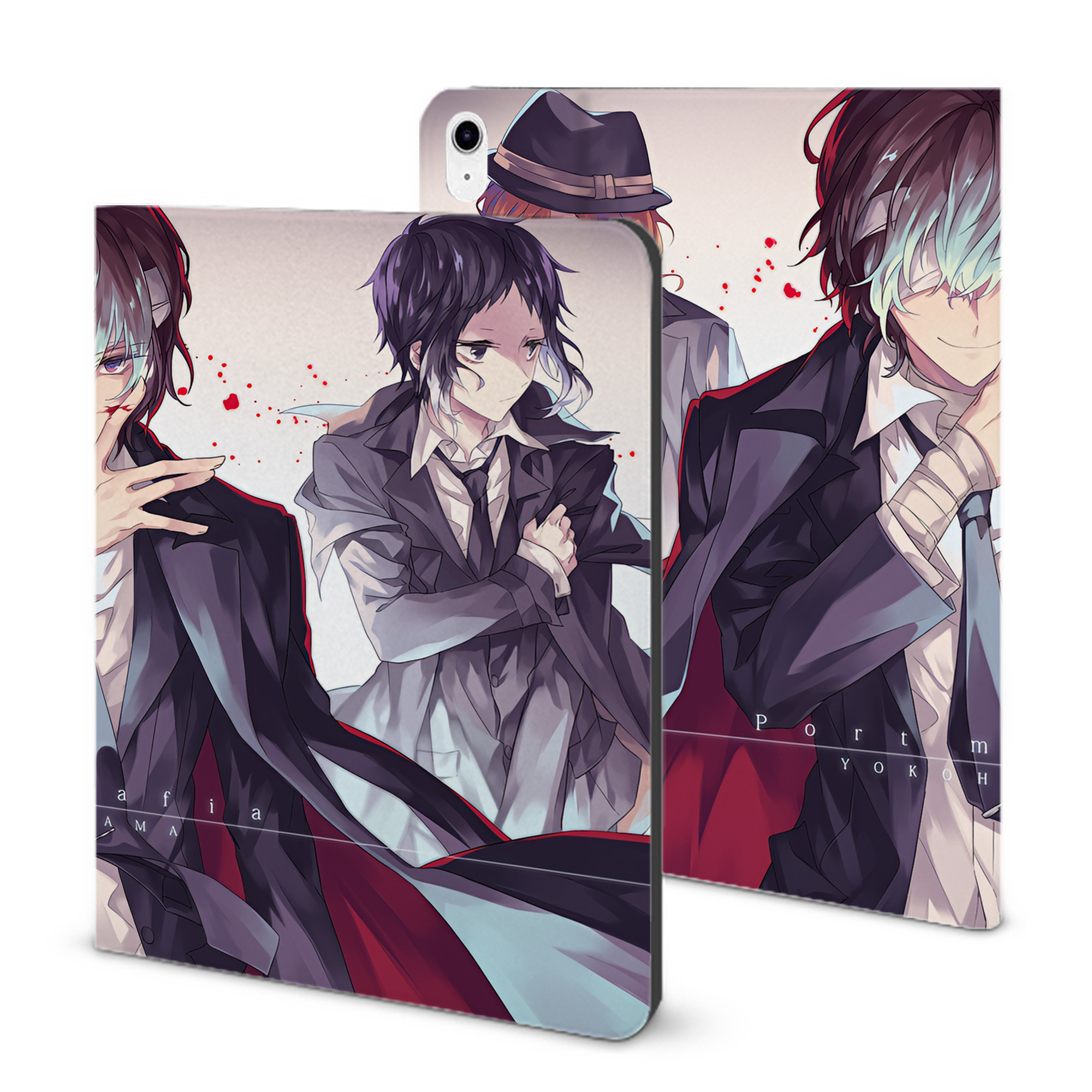 （画像用） 文豪ストレイドッグス Bungo Stray Dogs IPad ケース ブック型 PUレザー TPU 耐衝撃 軽量 薄型 ペン収納なし 全面保護 IPad 各モデル対応